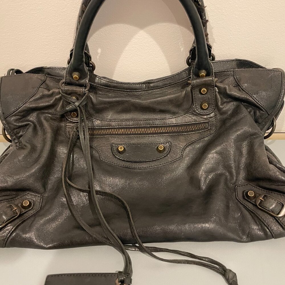 Balenciaga Classic City Motocross Medium Bag Black Lambskin